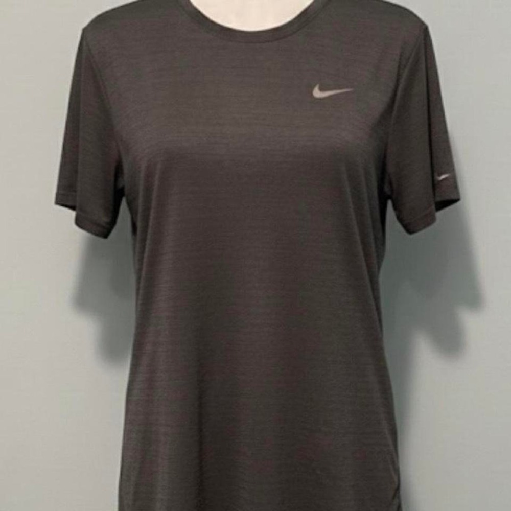 Nike Running Dri-FIT Shirt Gray Large Miler Short Sleeve Athletic Gym Training